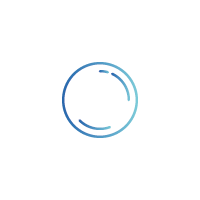 Blue gradient circular outline resembling a bubble on a white background