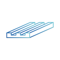 Isometric illustration of a wooden pallet with slats and supporting blocks.